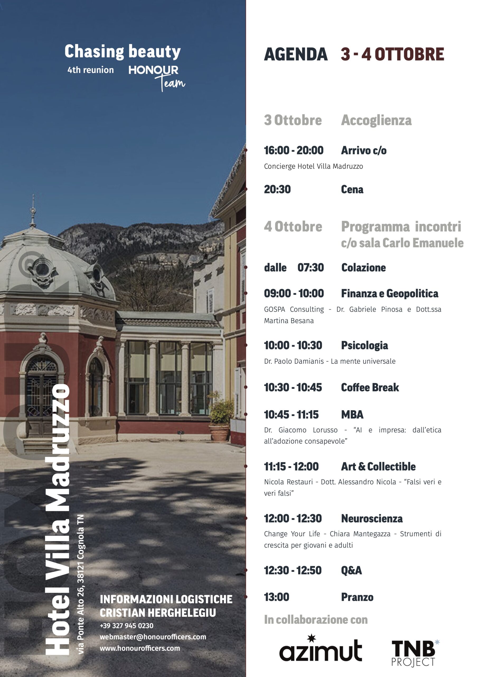 Chasing Beauty Agenda dell'incontro