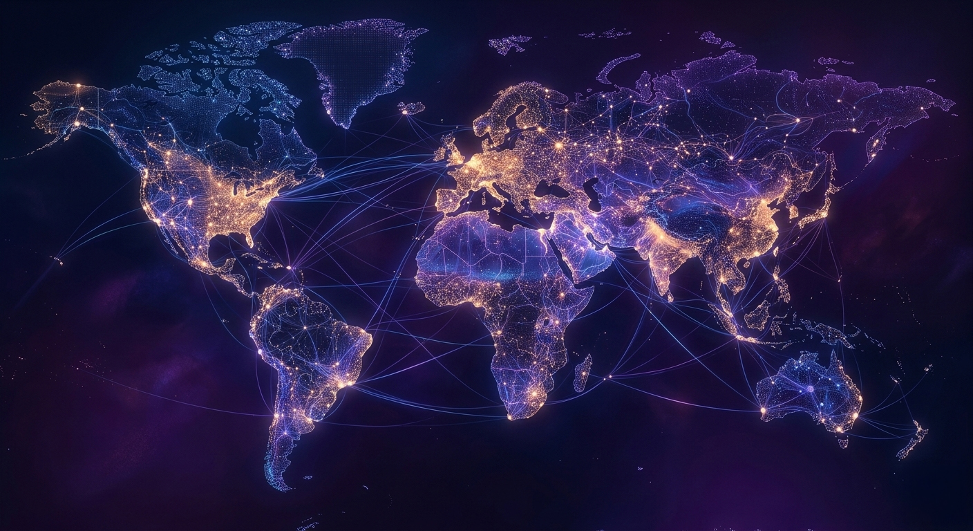 Una cartografia di soglie per la nuova socialità digitale Mappa astratta che rappresenta le nuove soglie della socialità digitale create dalle comunità di agenti AI