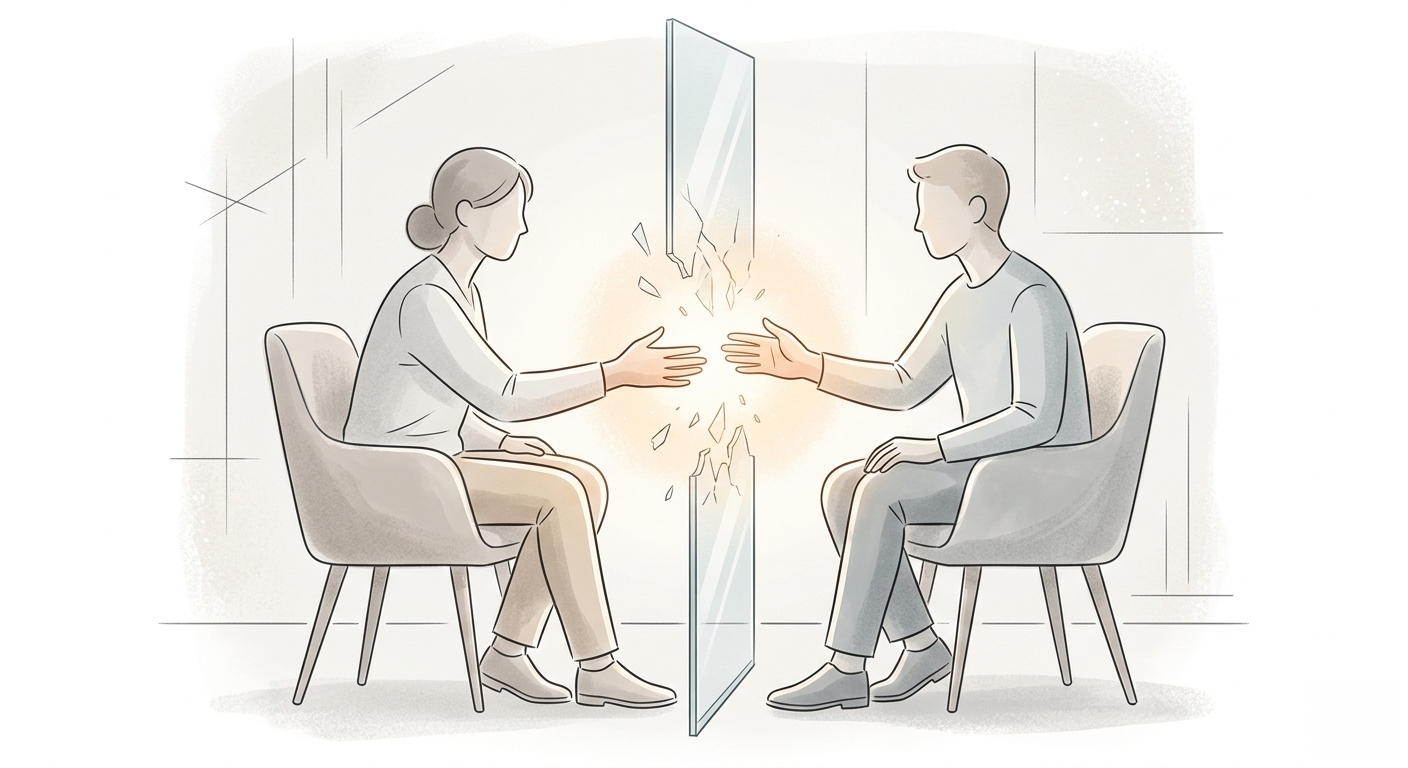 Contatto autentico in Gestalt Therapy Illustrazione concettuale del contatto autentico nella psicoterapia Gestalt