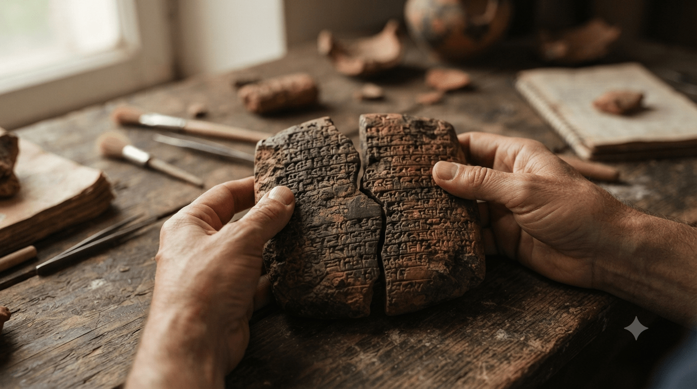 Le due metà del symbolon greco che si ricongiungono